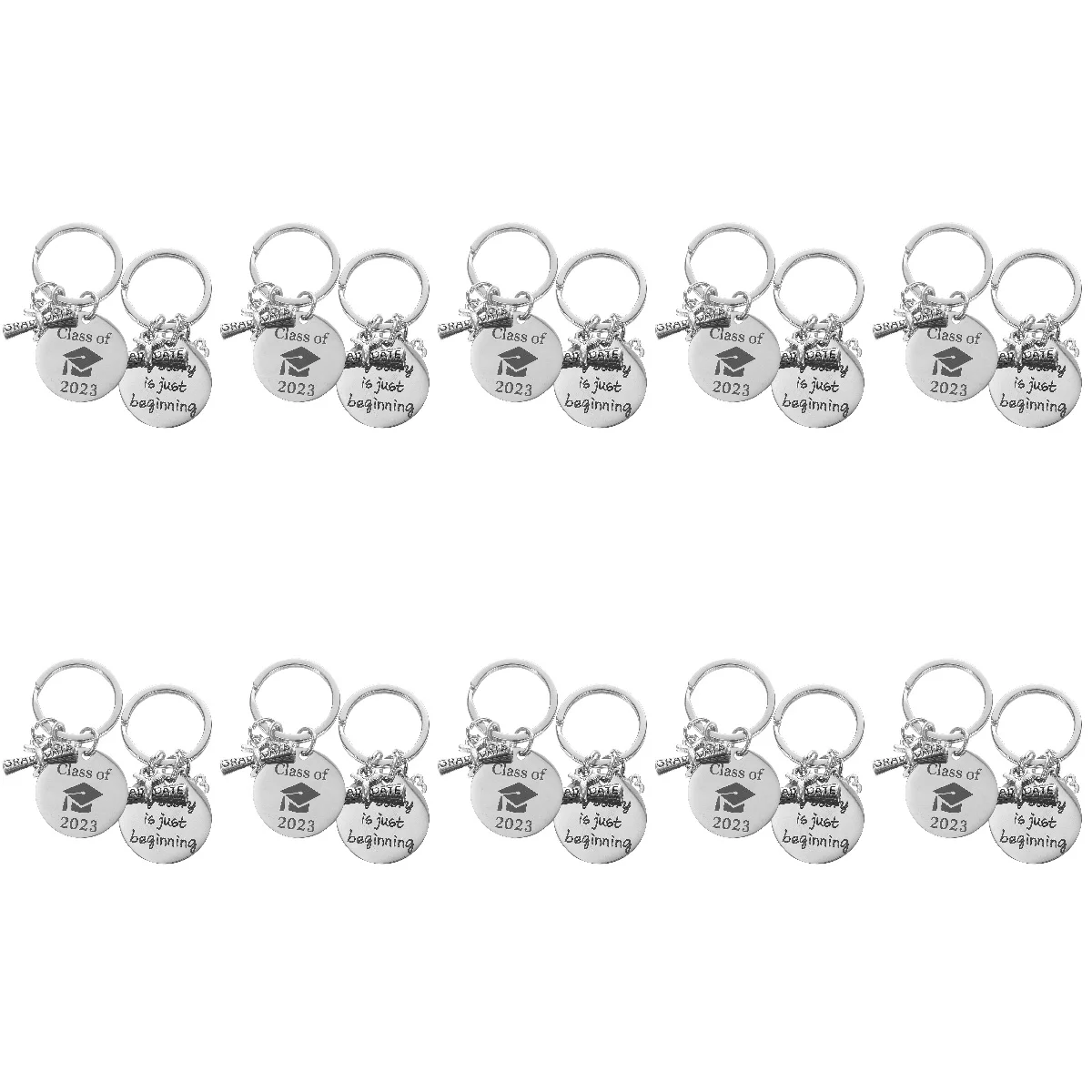 

20 Pcs Graduation Season Keychain Girls Gift Ring 2023 Bag Hanging Decor Decorate Stainless Steel Meaningful Miss