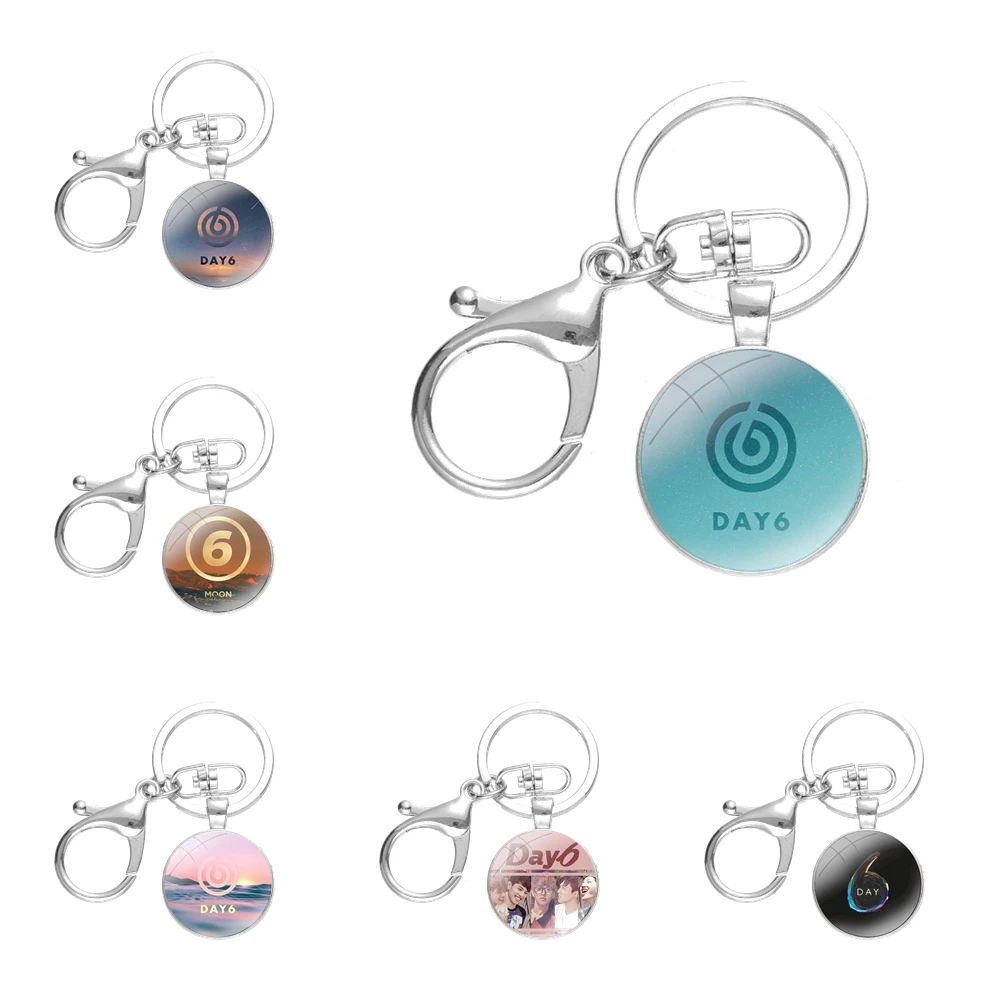 

Keychains Handmade Glass Cabochon Alloys Key Rings Pendants Car Key Chains Trinkets day6 kpop logo