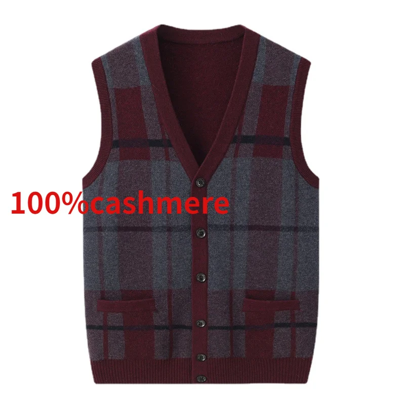 Autumn Fashion Large New and Arrival Winter 100�shmere Cardigan Men's Knitting Sweater Vest Size S M L XL 2XL 3XL 4XL 5XL 6XL