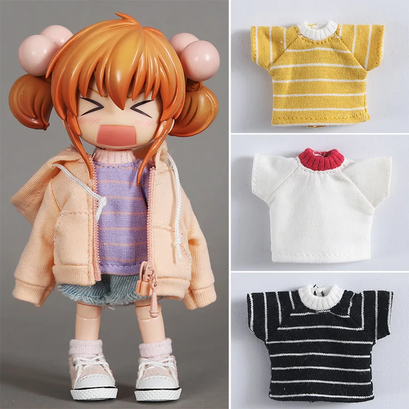 

1/8 1/12 BJD Doll Clothes Stripe Shorts Sleeve T-shirt for Ob11,Molly,GSC,YMY Obitsu 11 Clothes Dolls Accessories Clothing Toys