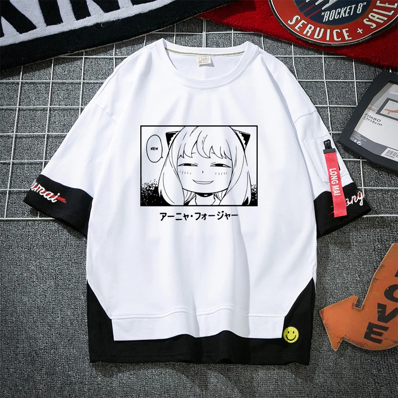

Anime T-Shirts SpyX Family Anya Manga Cartoon Shirts Men Kawaii Couple Tees Oversized Hip-hop Streetwear Casual Tops Unisex