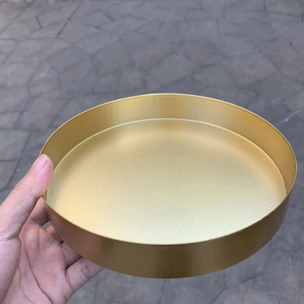 Decorative Round Tray Golden Jewelry Cosmetic Storage Box Suitable for Bathroom Dresser Beverage Breakfast Tea | Дом и сад
