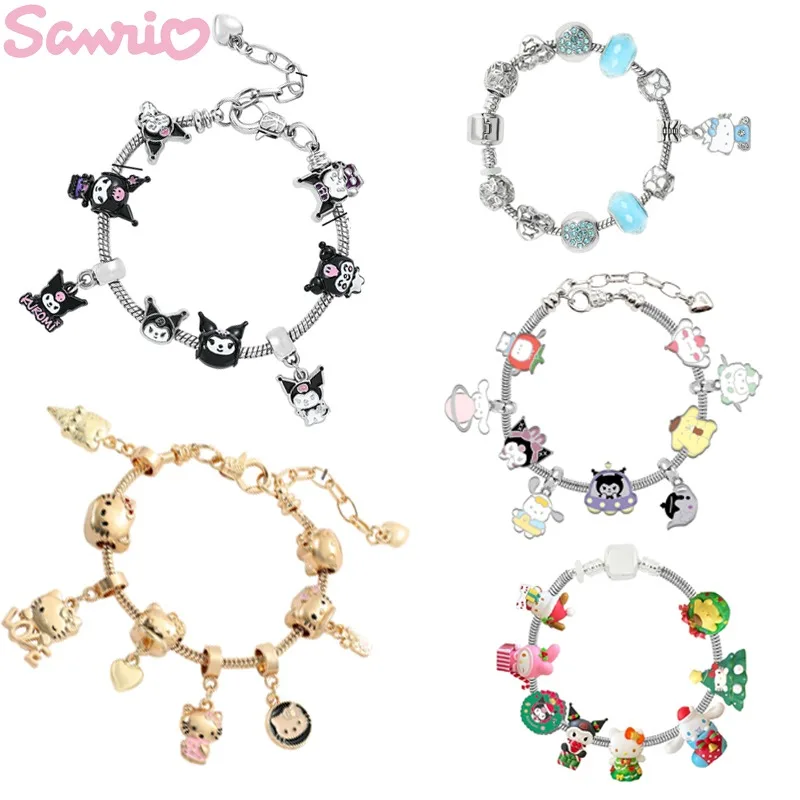 

Sanrio Kawaii Hello Kitty Kuromi Beaded Diy Bracelet Christmas Gift Cute Cartoon Anime Cinnamoroll My Melody Fashion Bracelet