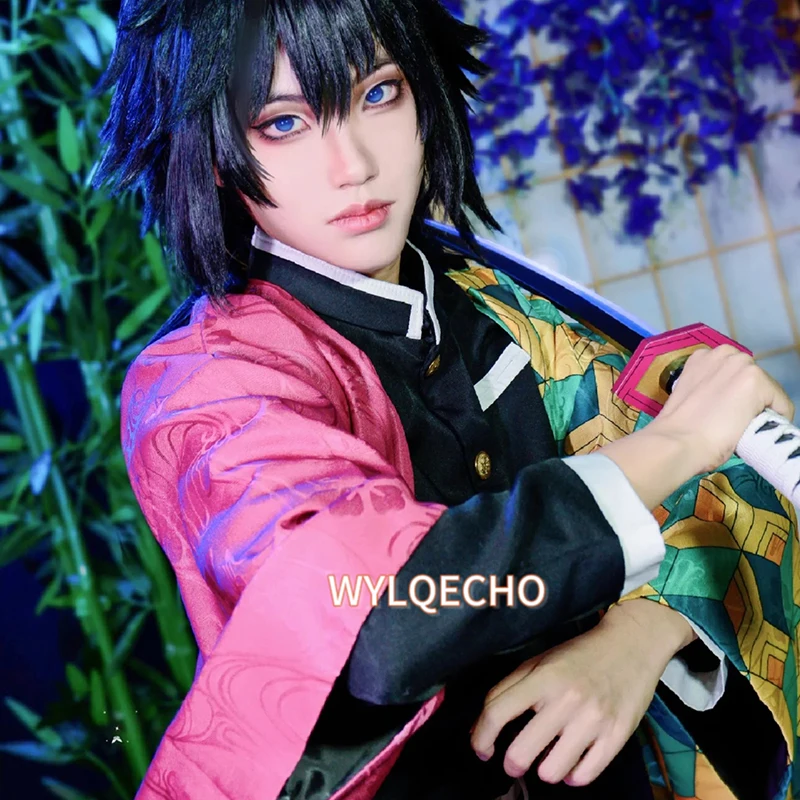 

Anime Demon Slayer Kimetsu No Yaiba Tomioka Giyuu Cosplay Costume Accessories Suit Uniforms Costumes Wig Child Adult Party Gift