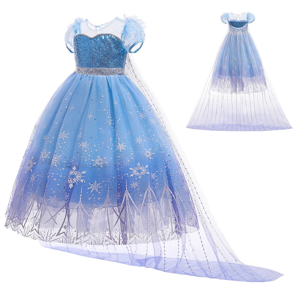 

Frozen Girls Elsa Cosplay Dress Fancy Costume Girl Snow Queen Halloween Birthday Party Children Princess Clothes Cloak Disney
