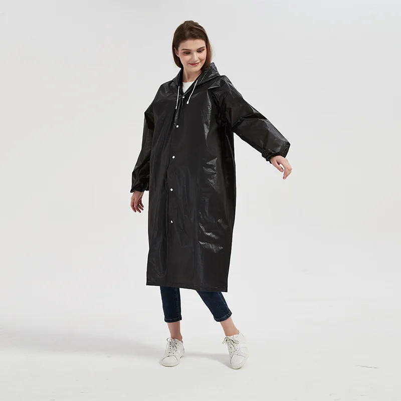 

High Quality 1PC 145*68CM EVA Unisex Raincoat Thickened Waterproof Rain Coat Women Men Black Camping Waterproof Rainwear Suit