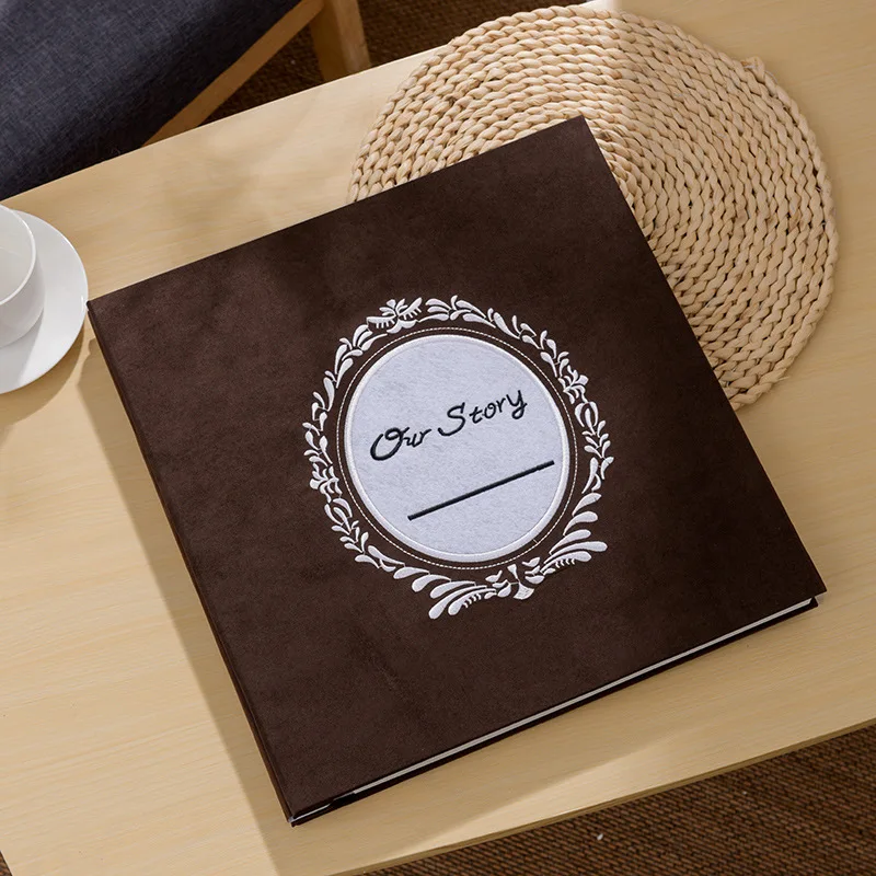 

6 Inches 600 pictures Embroidery Cloth cover Album Large capacity laminating Self-adhesive scrapbook wedding birthday memorial