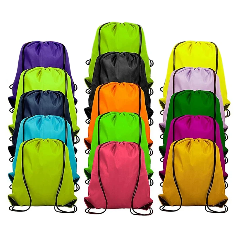 

15Pcs Drawstring Gym Bags Reinforced Corners Sports Waterproof Bag Backpack Gym Bag For Women Men Teenagers Children