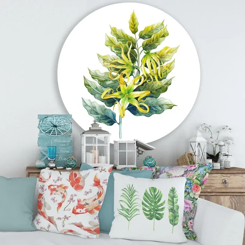 

«Ylang цветок на белом» традиционный круг металлическая стена искусство 36x36-диск из 36