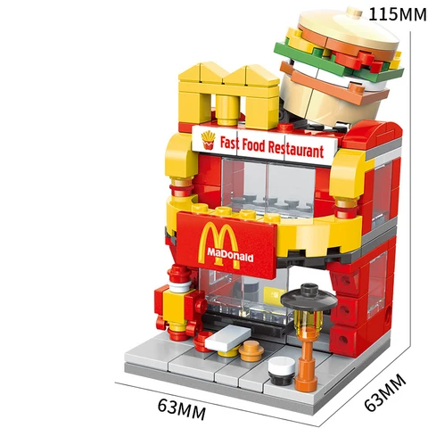 Креативная архитектура уличный Город Друзья гамбургеры король чипсы дом кофе конфеты магазин модель строительные блоки напиток розничный магазин