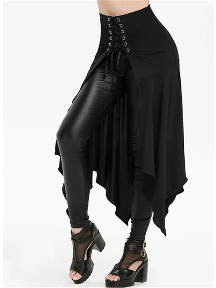 2022 черная средневековая Женская юбка на Хэллоуин винтажная с асимметричным
