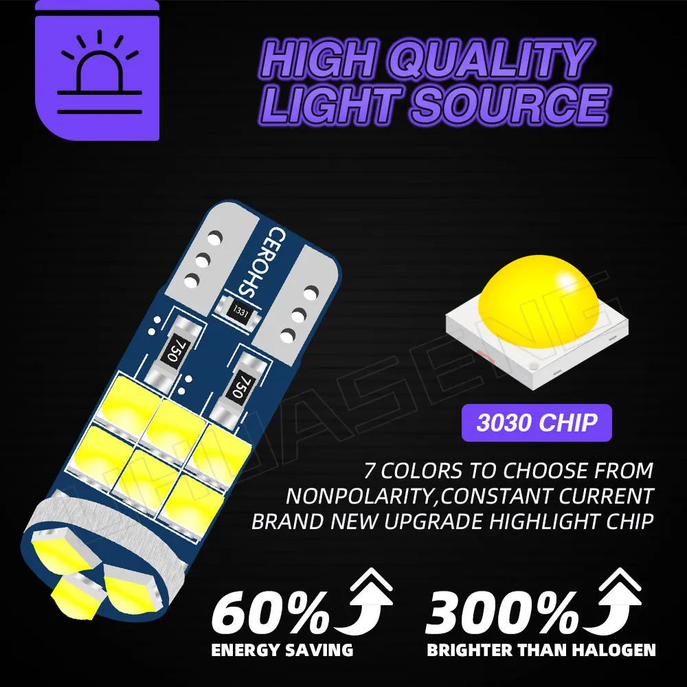 Светодиодная лампа UHUASENG T10 W5W 5W5 194 WY5W 15SMD для внутреннего чтения номерного знака