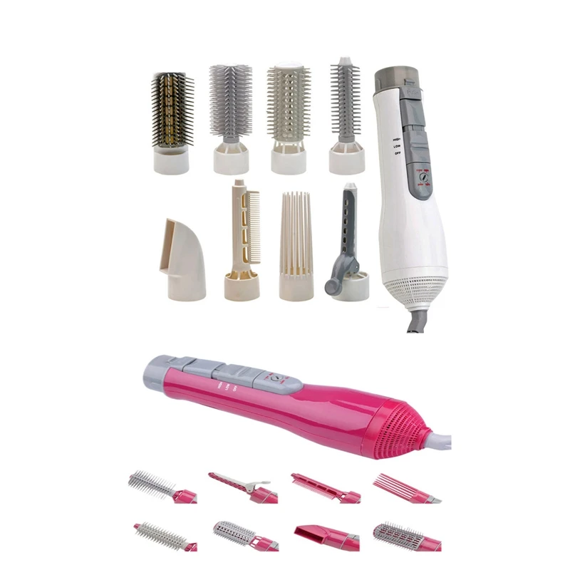 

Top Deals 8-In-1 Multi-Function Professional Style Electric Hair Dryer Hair Dryer Set Curler Shape Brush Comb Hot Air EU Plug