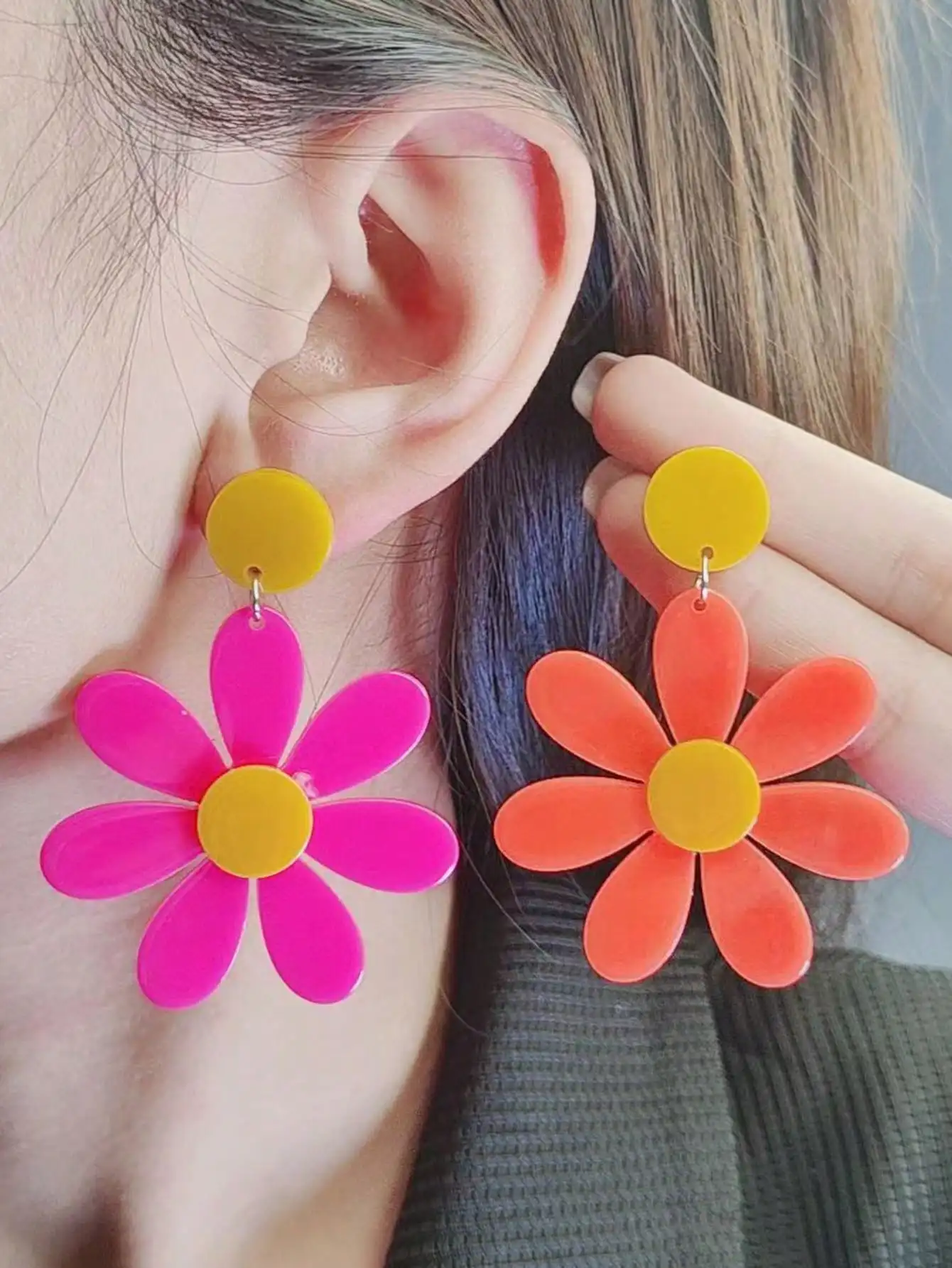 1 пара летних пляжных сережек в богемном стиле флуоресцентного цвета для женских