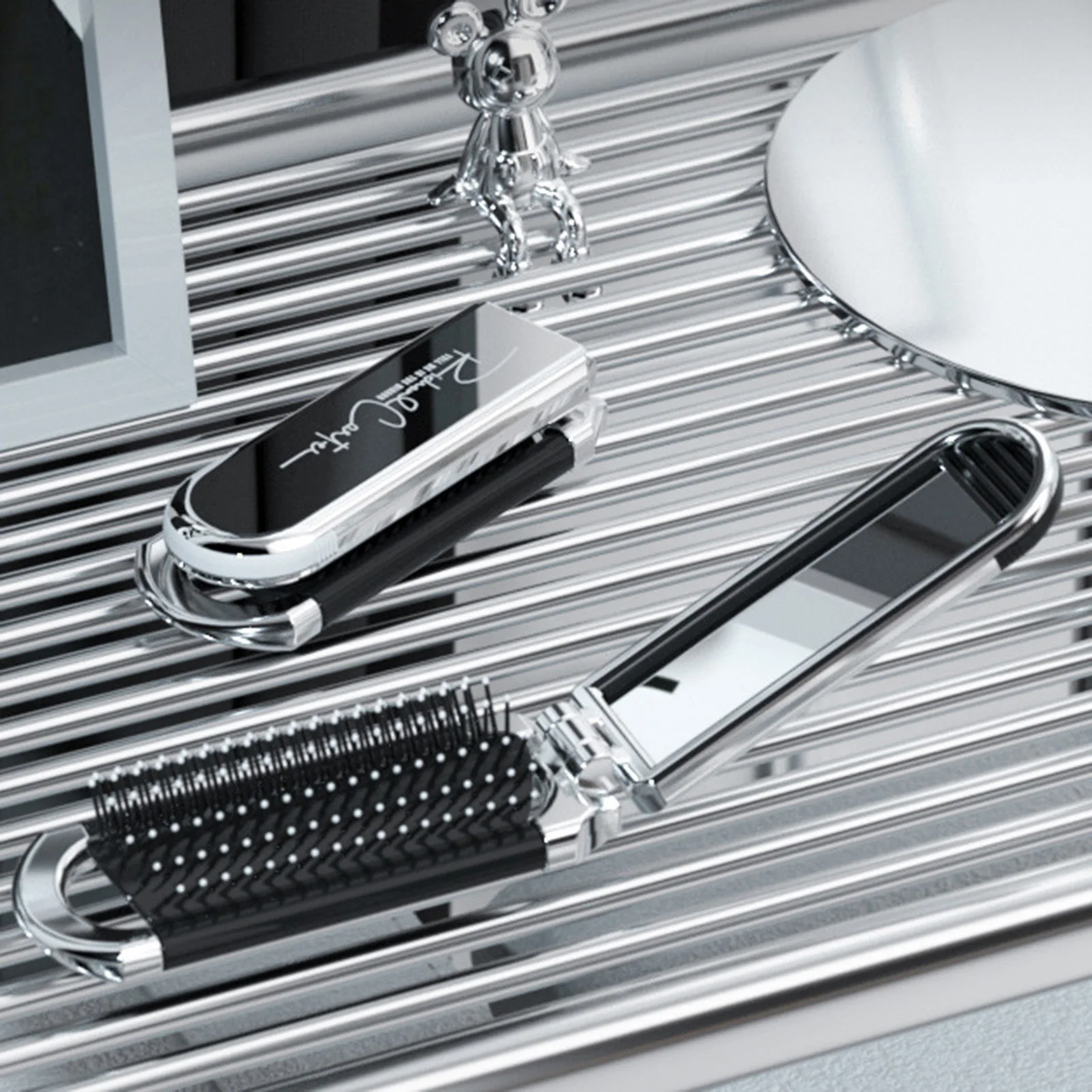 2 в 1 мини-портативная складная расческа зеркало алмазная воздушная подушка