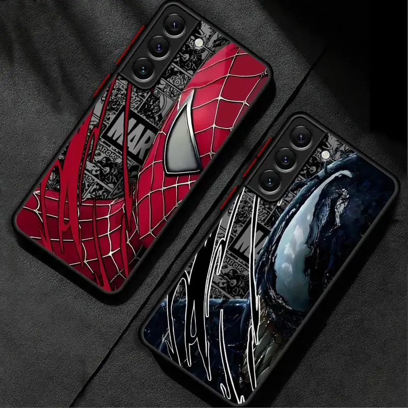 Marvel Spider Man Cool Faces phone case for Samsung Galaxy S22 S24 ultra fe S10 20 S21 S23plus 10 Los casos matte frosted fundas