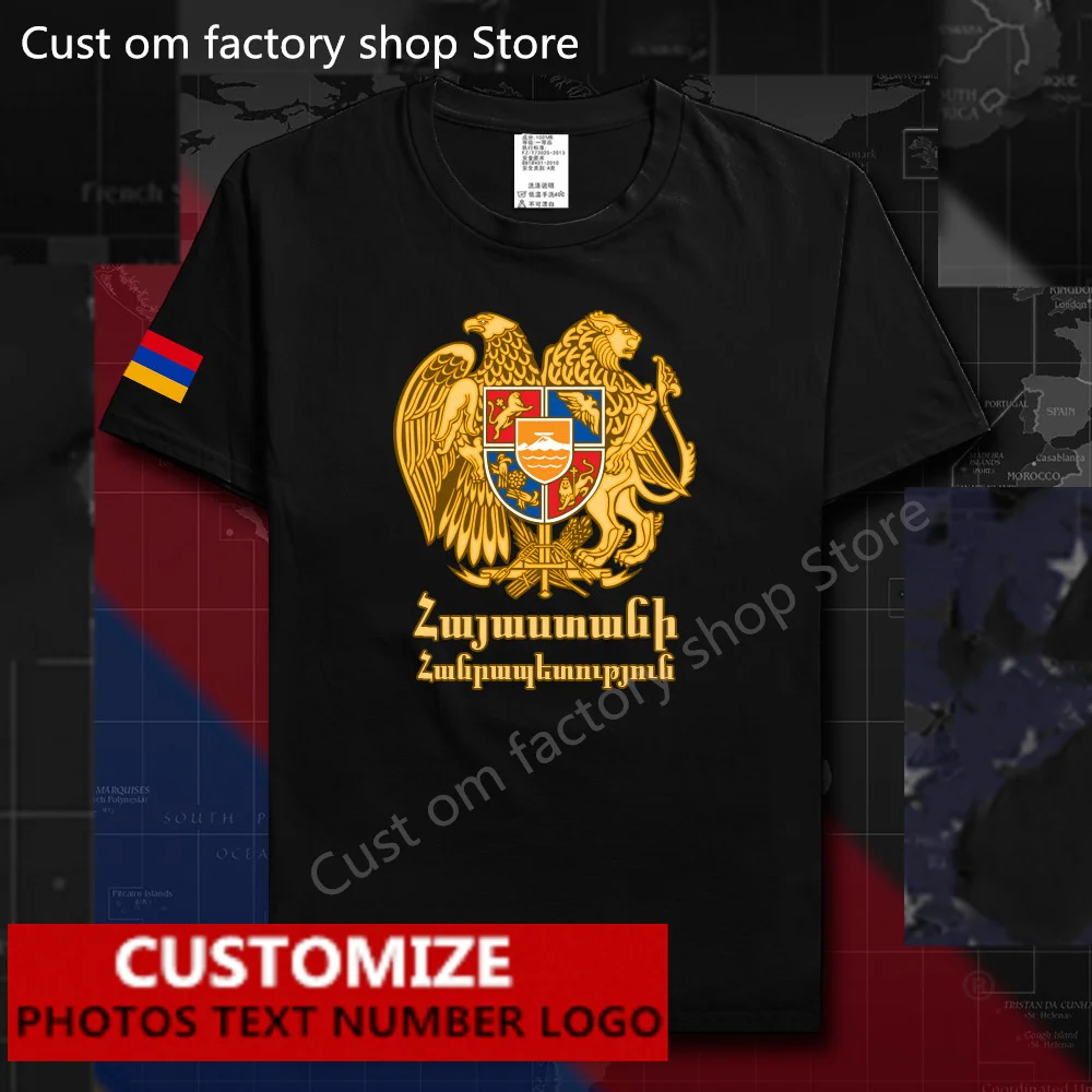 

Armenia T-shirt Free Custom DIY Name Number LOGO 100% Cotton T-shirts Men Women Loose Casual Armenian ARM Flag ​T shirt