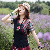 2022 chinese tops flower print blouse vintage national shirts chinese hanfu blouse traditional oriental tang suit chinese blouse