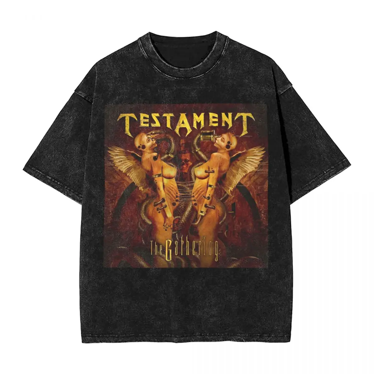 Testament Thrash Metal Band Washed T Shirt Streetwear Hip Hop T-Shirts Rock Tees Tops for Men Women Short Sleeve Oversize Summer
