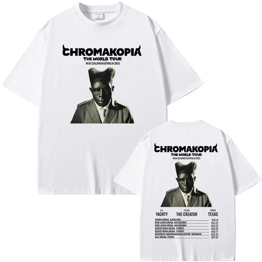 Vintage Tyler The Creator Chromakopia Tour 2024 Tee Shirt Men's Hip Hop Gothic Clothing T-shirt Unisex Oversized Cotton T Shirts
