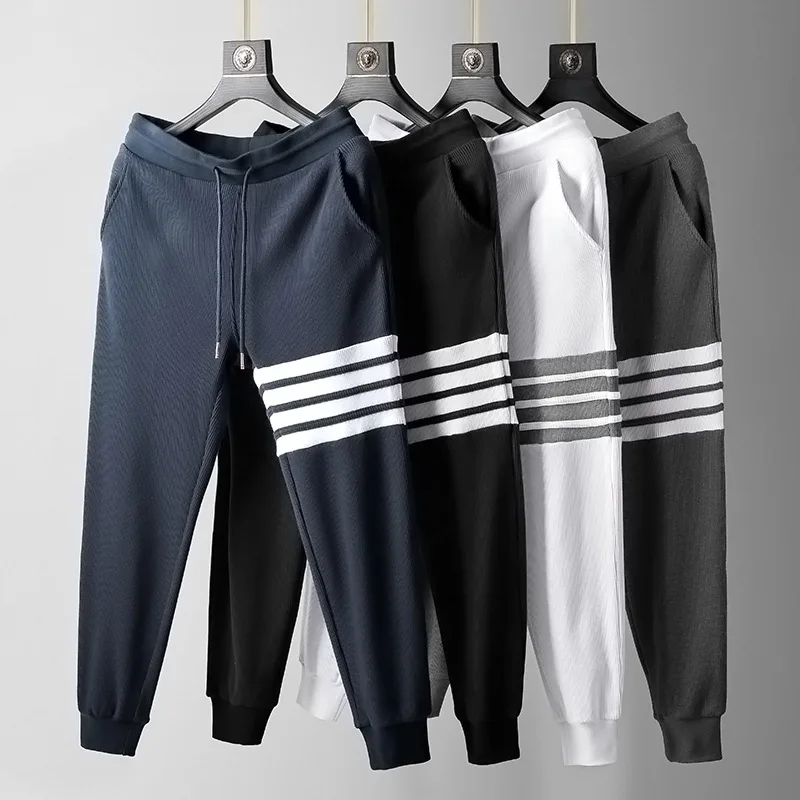 

Спортивные Повседневные Спортивные штаны TB FOG Thom, весна-осень, Брендовые мужские хлопковые трикотажные облегающие брюки в полоску, четыре б...