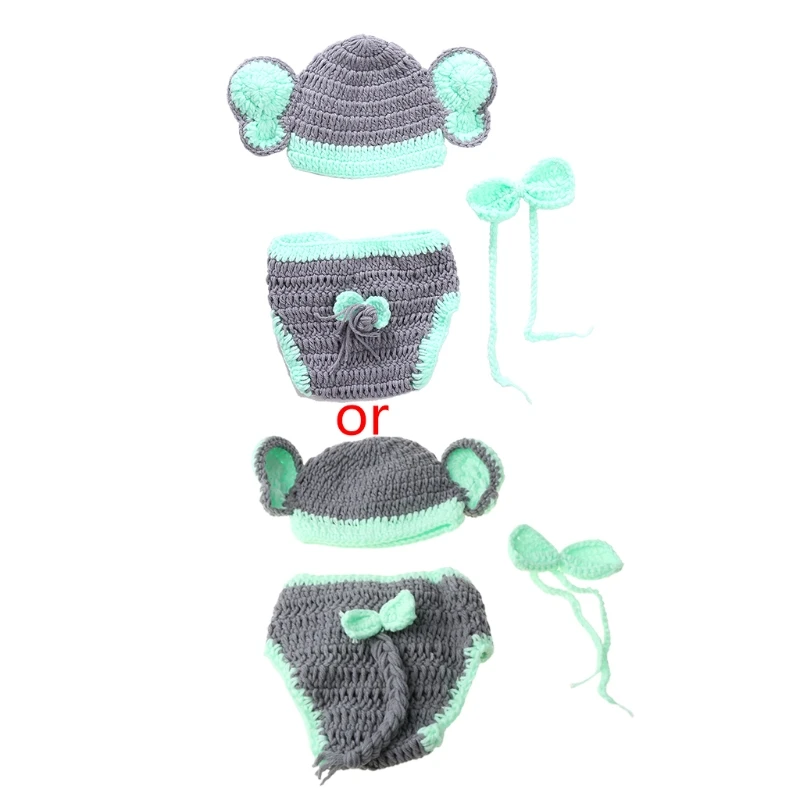

Newborn Lovely Elephant Costume Handmade Knitting Studio Photography Props