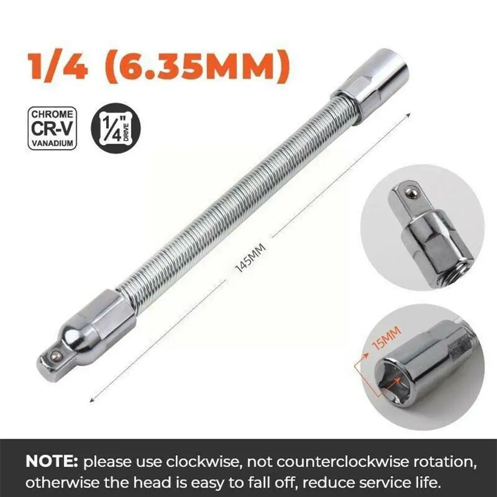 

1/4 Socket Extension Tool Shaft Flexible Universal Sleeve Rod Electric Wrench Connecting Bendable P6j4