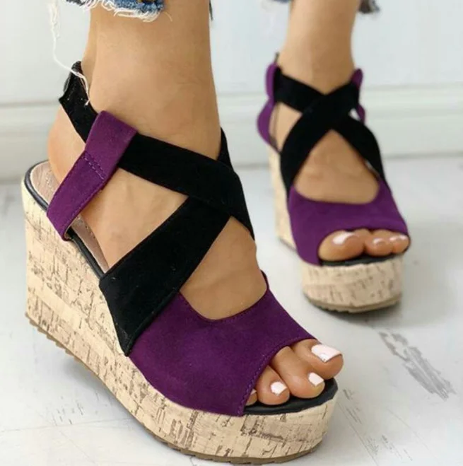 

Women Sandals Summer Casual Platform Shoes Open Toe Buckle Wedge Solid Mid Pumps Heel Women Shoes for Women 2022 Chaussure Femme