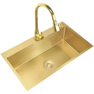 brushed gold single sink bowl 30 inch 9 gauge kitchen sink sus304 stainless steel kitchen towel undermount basket strainer free global shipping