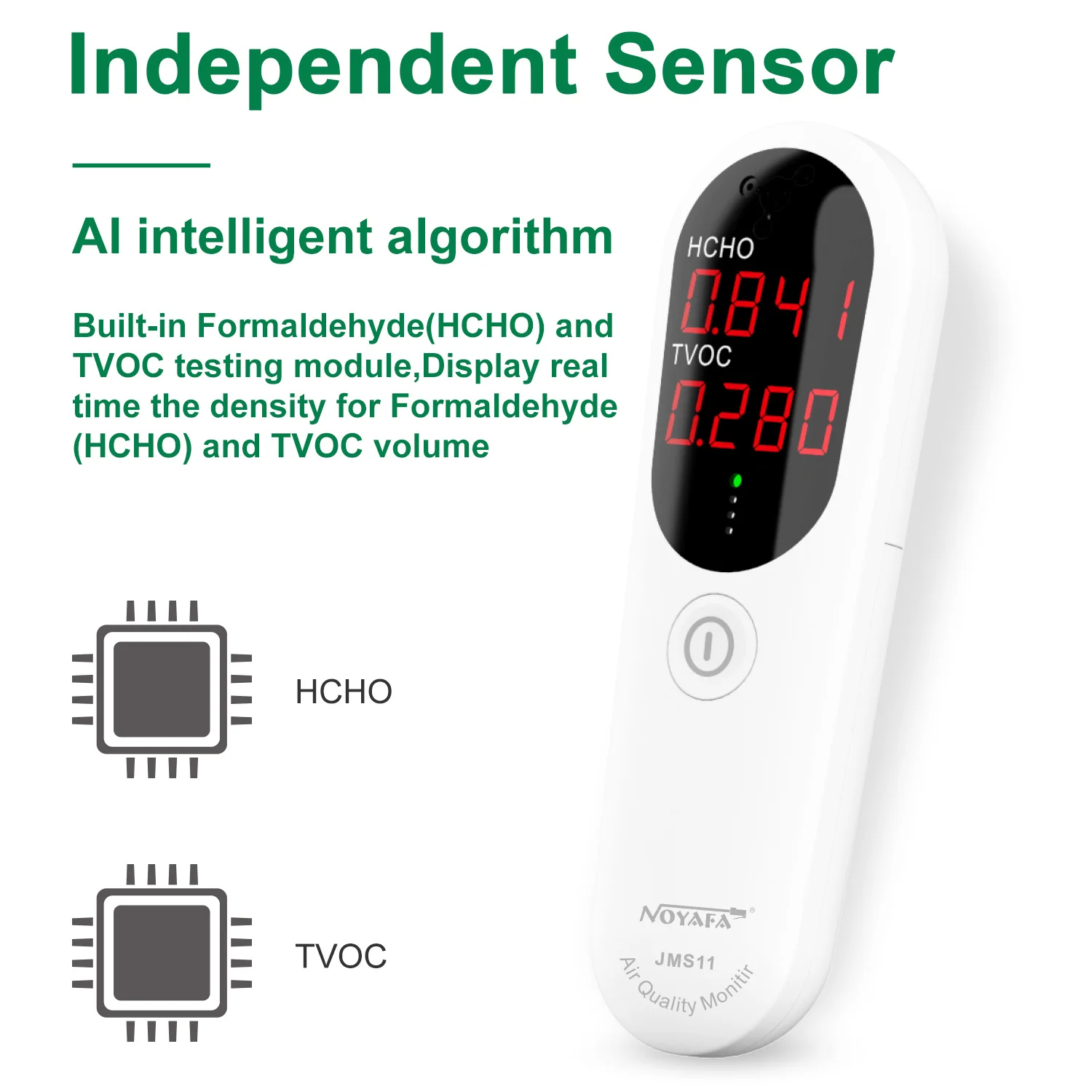 

NOYAFA JMS11 Digital Air Quality Monitor Formaldehyde TVOC Meter Portable Sensor Tester