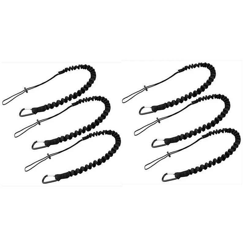 

Top!-6 Pieces Tool Lanyard,Outdoor Tool Rope,High-Altitude Fall Prevention Safety Rope,Retractable Elastic Tool Rope,Black