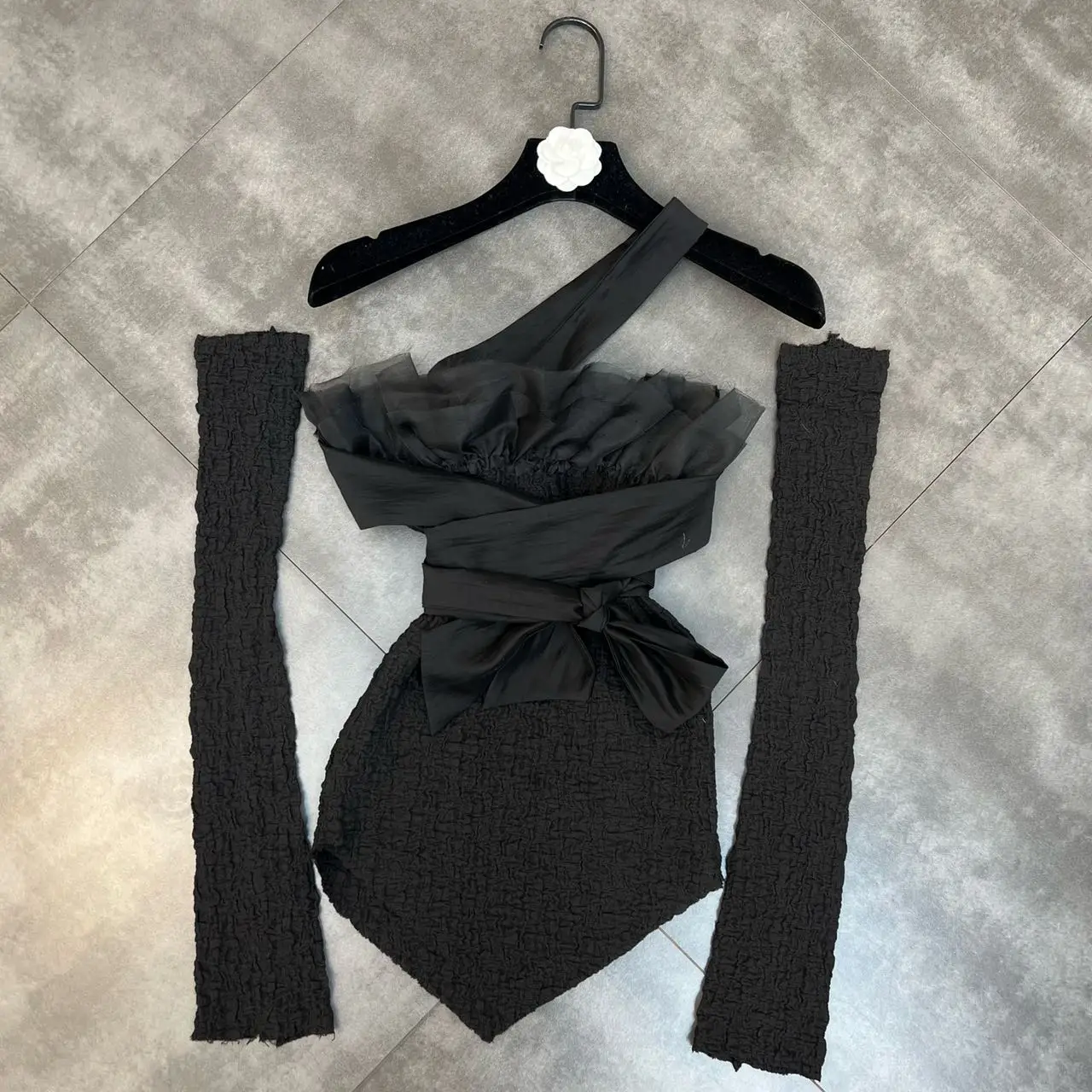 Organza diagonal shoulder strap waist waist female vest female sleeve jacket female spring 2022