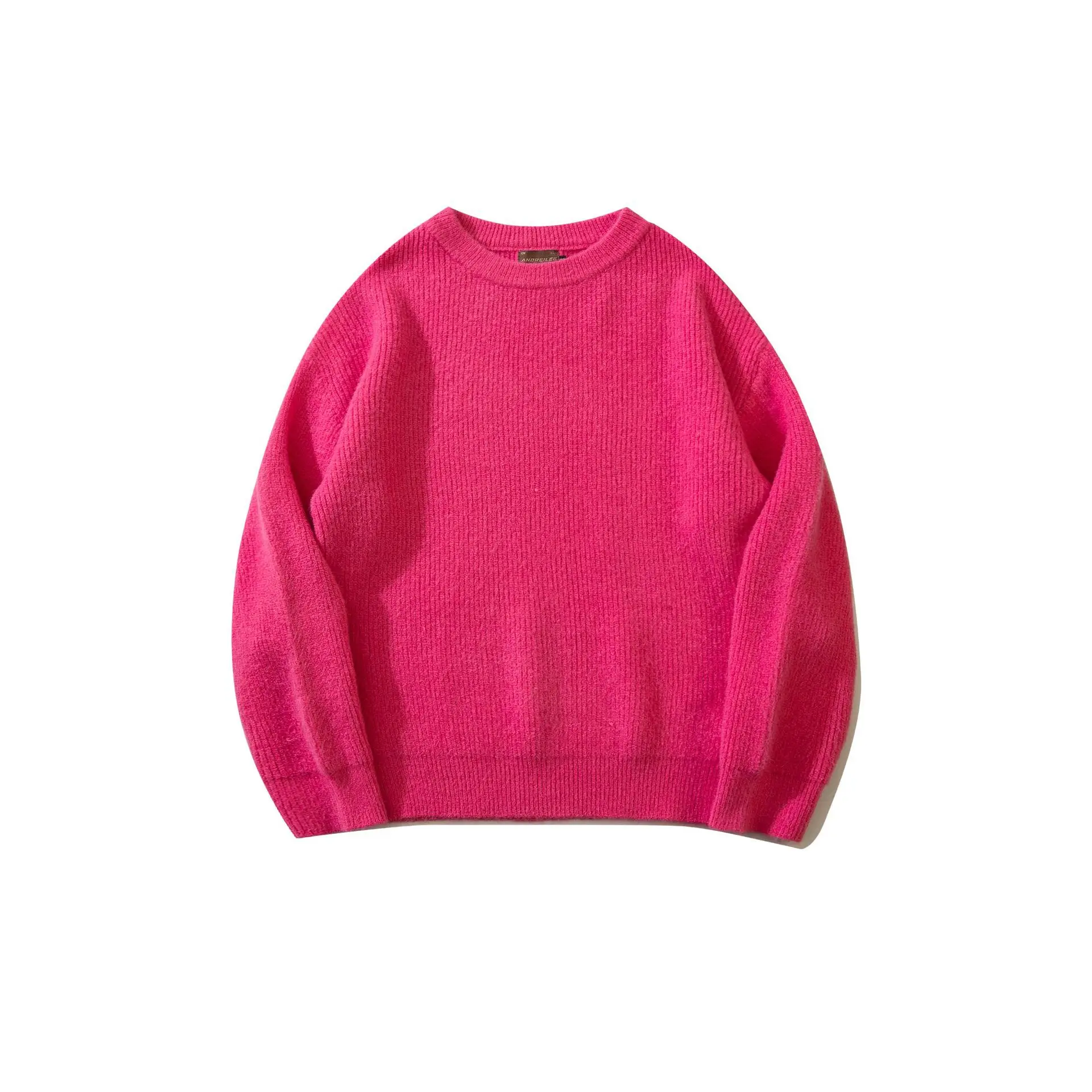 Hot Sale Explosion Men's Fashion Solid Color Loose Round Neck Multi Color Sweater Leisure Loose Knitted Pullover Jumper