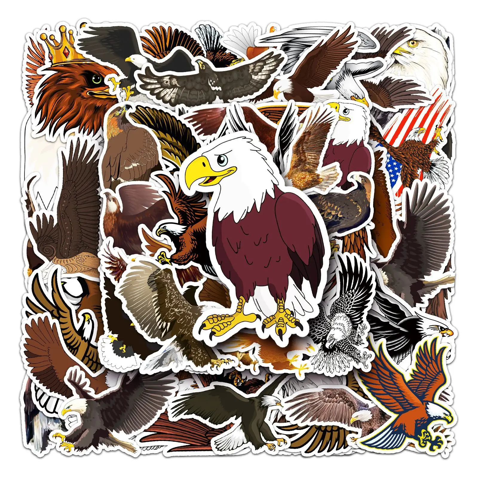 

10/30/50pcs New Fashion Cartoon Cool Eagle Sticker Pack Skateboard Guitar Decoration DIY iPad Waterproof PVC Toy Decal Wholesale
