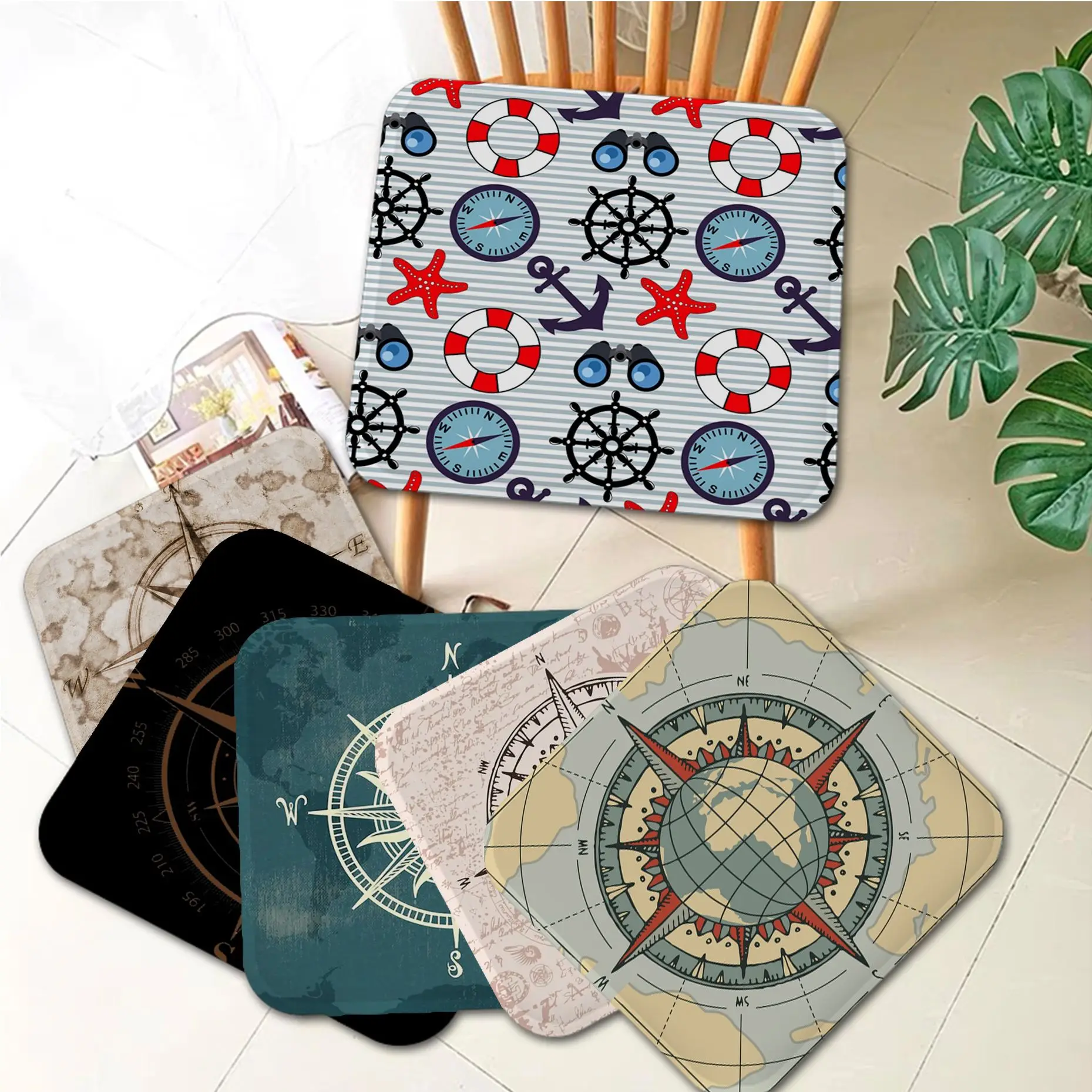

Compass Round Plush Cushion Home Back Cushion Soft Comfortable 50x50cm Cushion Pads
