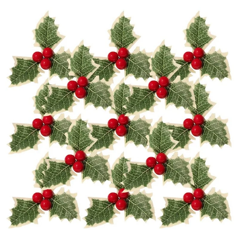 

Install Simulation Green Leaf Holly Berries, Berry Green Leaf Wedding Wreaths, Craft Party Decorations 30 Pieces