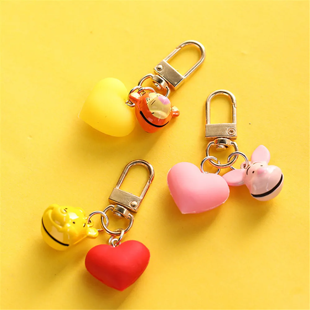 

Creative Cartoon Pooh Tigger Piglet Keychain Cute Bell Keyring Fashion Ornament Bag Pendant Birthday Gifts for Kids Friends