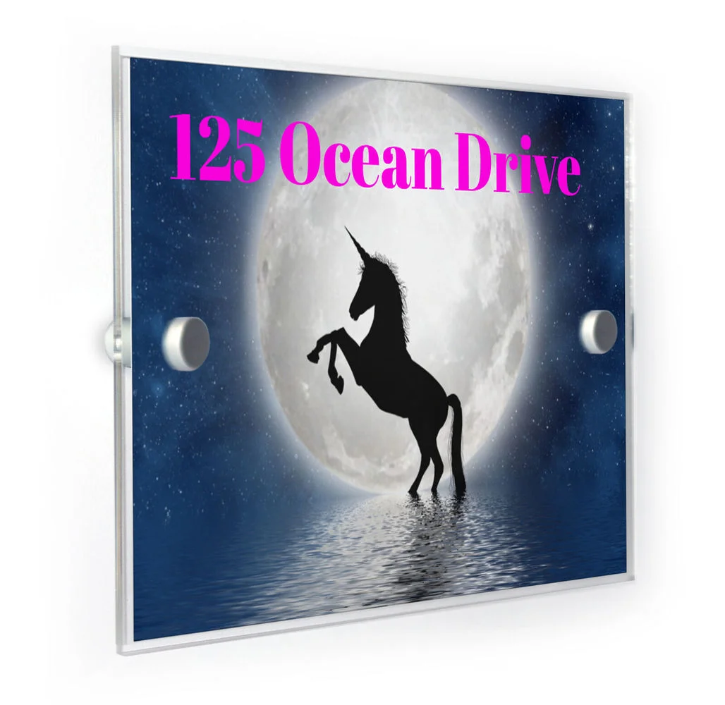 

Customized Acrylic Unicorn Moonlight House Number Plaque Home Address Sign
