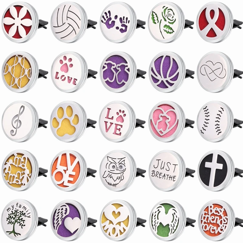 

LOVE Footprint,Cross Car Aromatherapy Diffuser Jewelry Car Air Freshener Perfume Essential Oil Diffuser Locket With +10pcs Pads