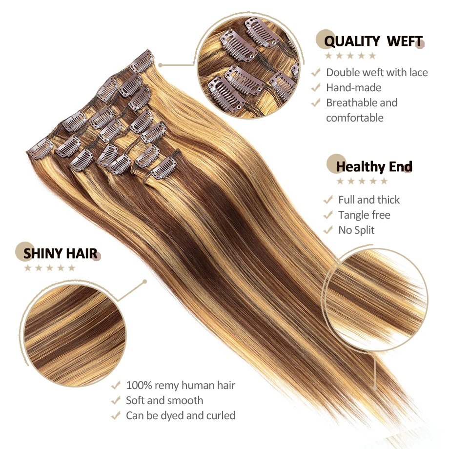 7 шт. прямые человеческие волосы для наращивания 70 г