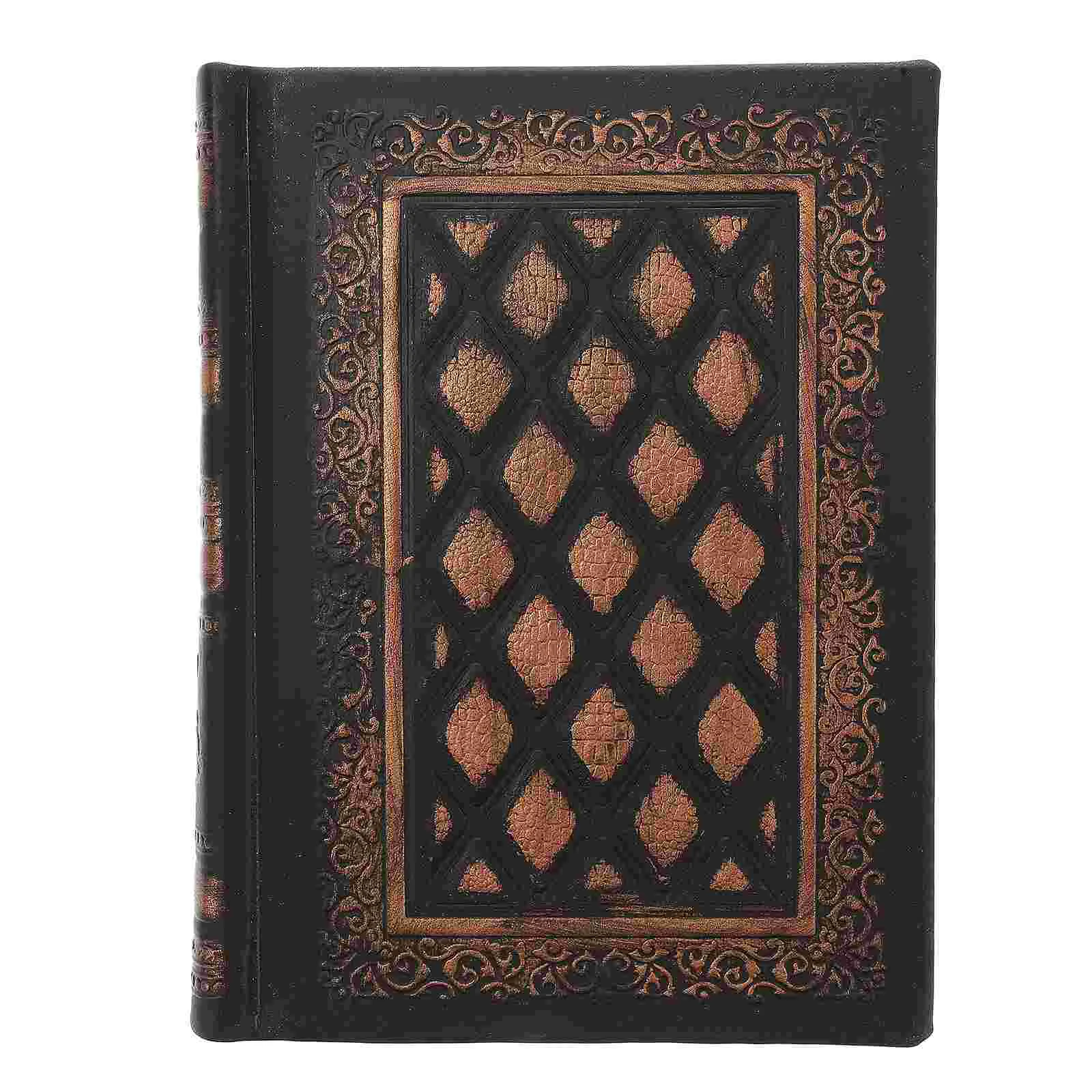 

European Notebook Fancy Cover Notepad: Blank Writing Journal Book Decorative Album Notebook DIY Scrapbook Notebook Black Golden