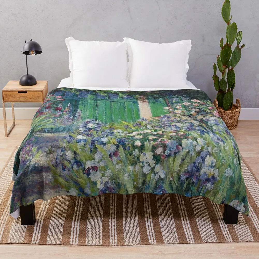 

Monet's Garden Door | Painting Throw Blanket fleece bkanket
