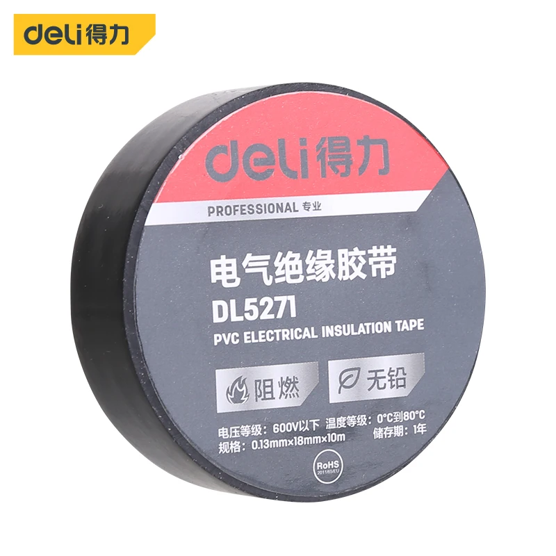 

Deli Tools 1 Pcs Electrical Insulating Tape Acid Alkali Resistant Wear Resistant Multifunctional Electrician Repairing Hand Tool