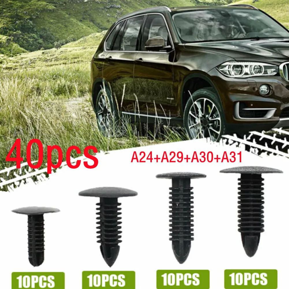 

40pcs 5/6/7/8mm Black Plastic Push Rivets Fasteners Auto Fasteners Car Trunk Roof Door Trim Panel Retainer Vehicle Universal