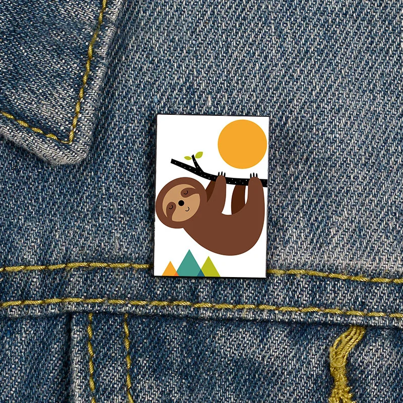 

Fashion Keep Calm And Live Slow Printed Pin vintage Brooches Shirt Lapel teacher Bag Cute Badge Cartoon pins for Lover Girl