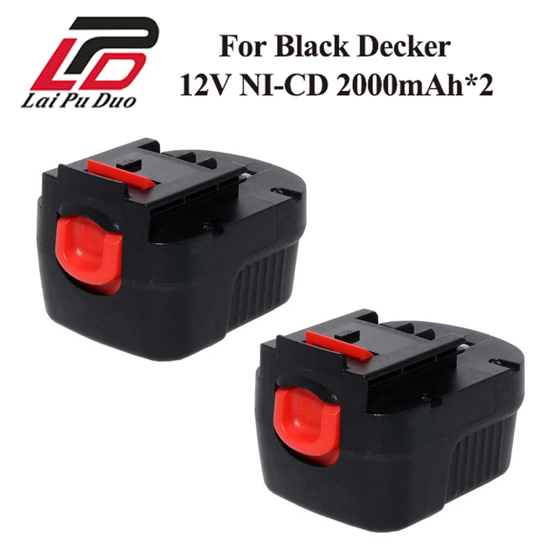 

2pcs/lot Power Tool Battery for Black&Decker 12V 2000mAh A12,A12-XJ A12EX FS120B FSB12 HPB12 D12PSK BDBN1202 BDG1200K Battery