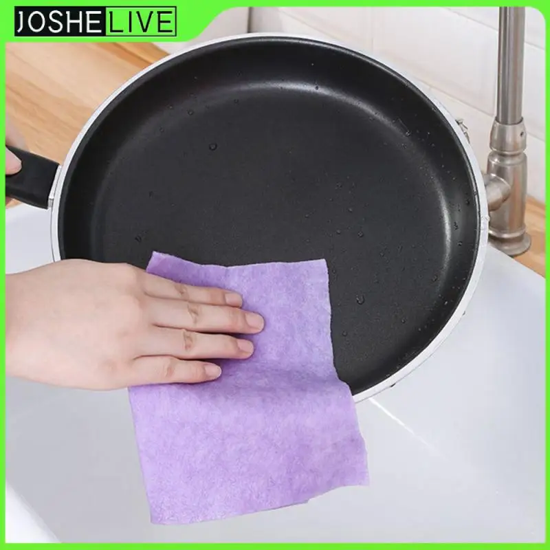 

Purple Blue Pink Dishcloth Absorbent Wet And Dry Kitchen Dishwashing Cloth Cleaning Cloths Oil-free Household Coconut Peel Wipe