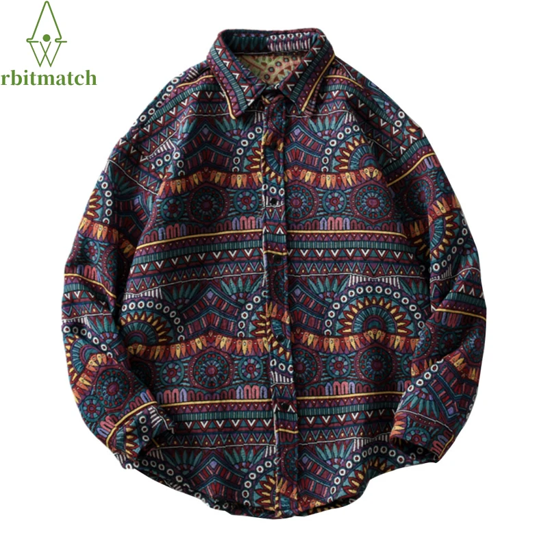 

Knitted Shirts Harajuku Geometry Nation Style Flowers Button Spring Shirt 2022 Streetwear Hip Hop Casual Long Sleeve Tops Coats