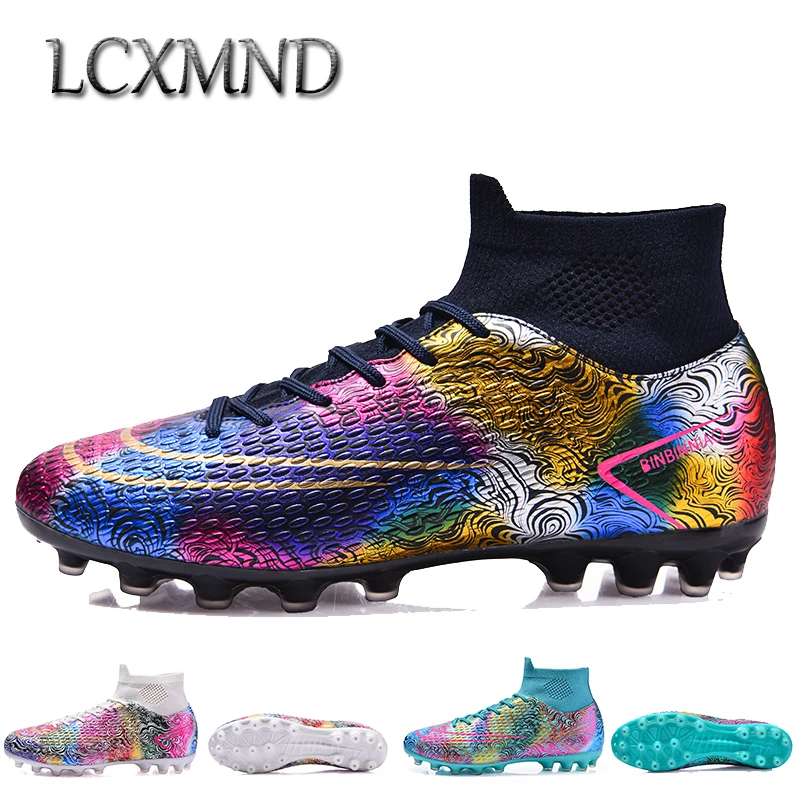 

2022 LCXMND Men Women Unisex Ultralight Soccer Shoes Kids Boys Girls Outdoor Grass Non-Slip AG/TF Football Sneakers Boots Cleats