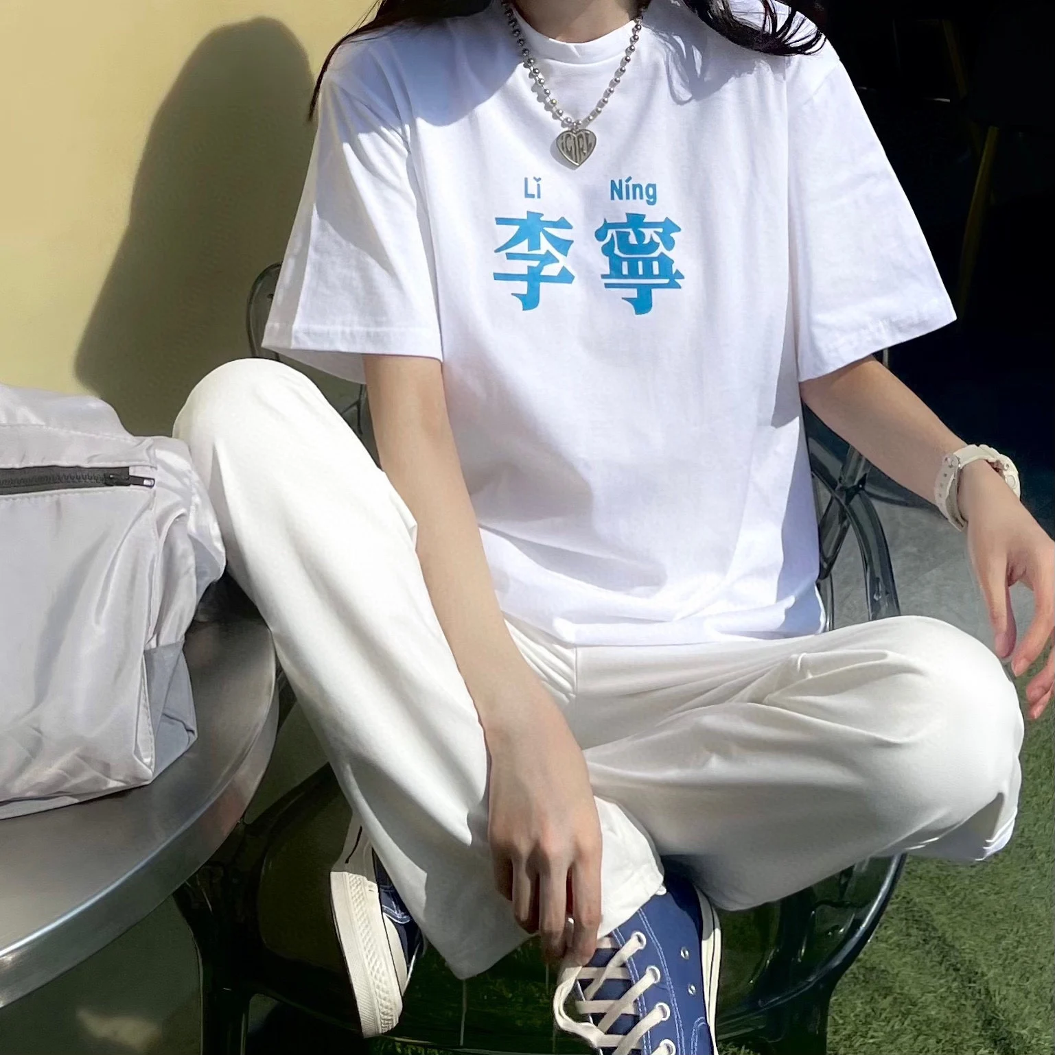 

Hua Chenyu's same Li Ning short sleeve men's summer new print loose half sleeve lovers' comprehensive training T-shirt